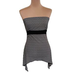 Vintage Heart Moon Star Womens Tunic Shark Bite Tube Top Retro Black 90s Sz M